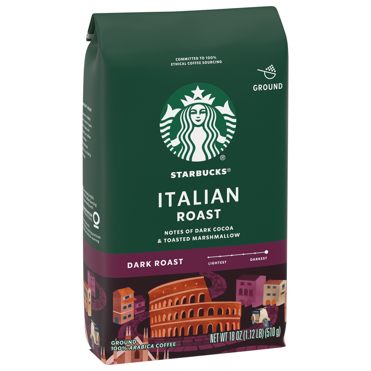 slide 8 of 9, Starbucks Ground Coffee, Dark Roast Coffee, Italian Roast, 100% Arabica, 1 bag (18 oz), 18 oz