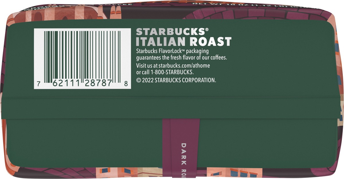 slide 4 of 9, Starbucks Ground Coffee, Dark Roast Coffee, Italian Roast, 100% Arabica, 1 bag (18 oz), 18 oz