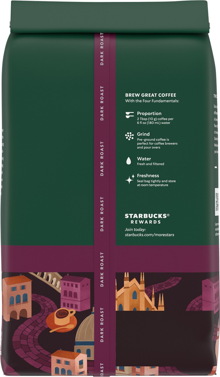 slide 9 of 9, Starbucks Ground Coffee, Dark Roast Coffee, Italian Roast, 100% Arabica, 1 bag (18 oz), 18 oz