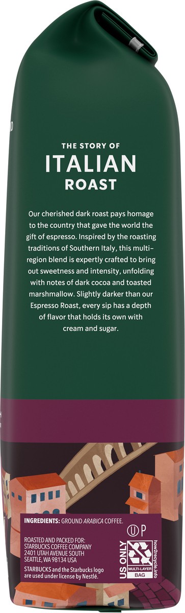 slide 2 of 9, Starbucks Ground Coffee, Dark Roast Coffee, Italian Roast, 100% Arabica, 1 bag (18 oz), 18 oz