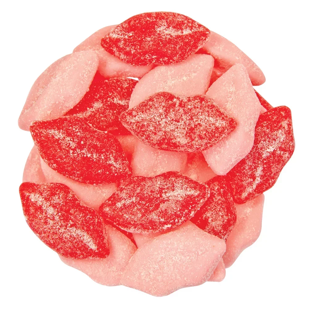 slide 1 of 1, Jelly Belly Prepacked Sour Smooch Lips, per lb