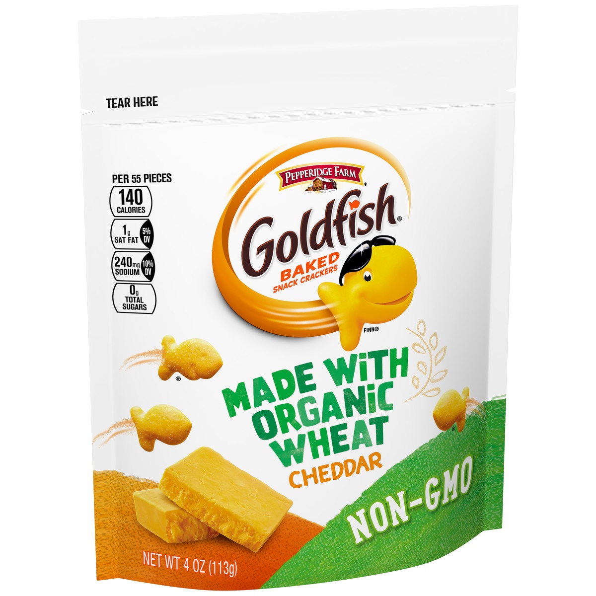 slide 2 of 11, Goldfish Organic Wheat Cheddar Crackers, 4 oz