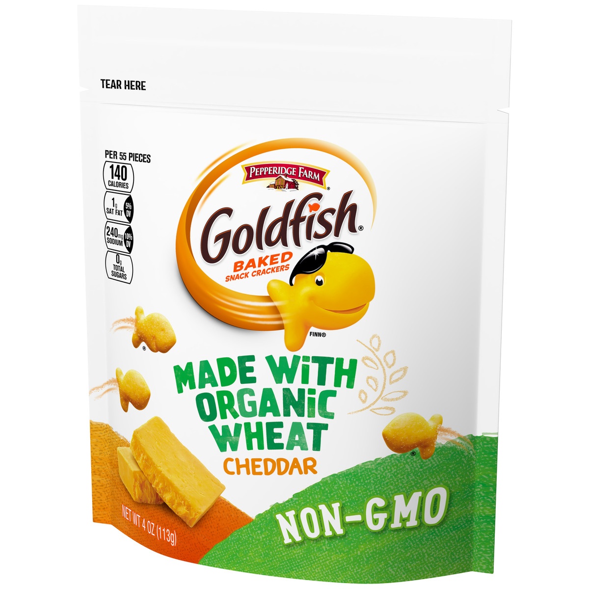 slide 3 of 11, Goldfish Organic Wheat Cheddar Crackers, 4 oz