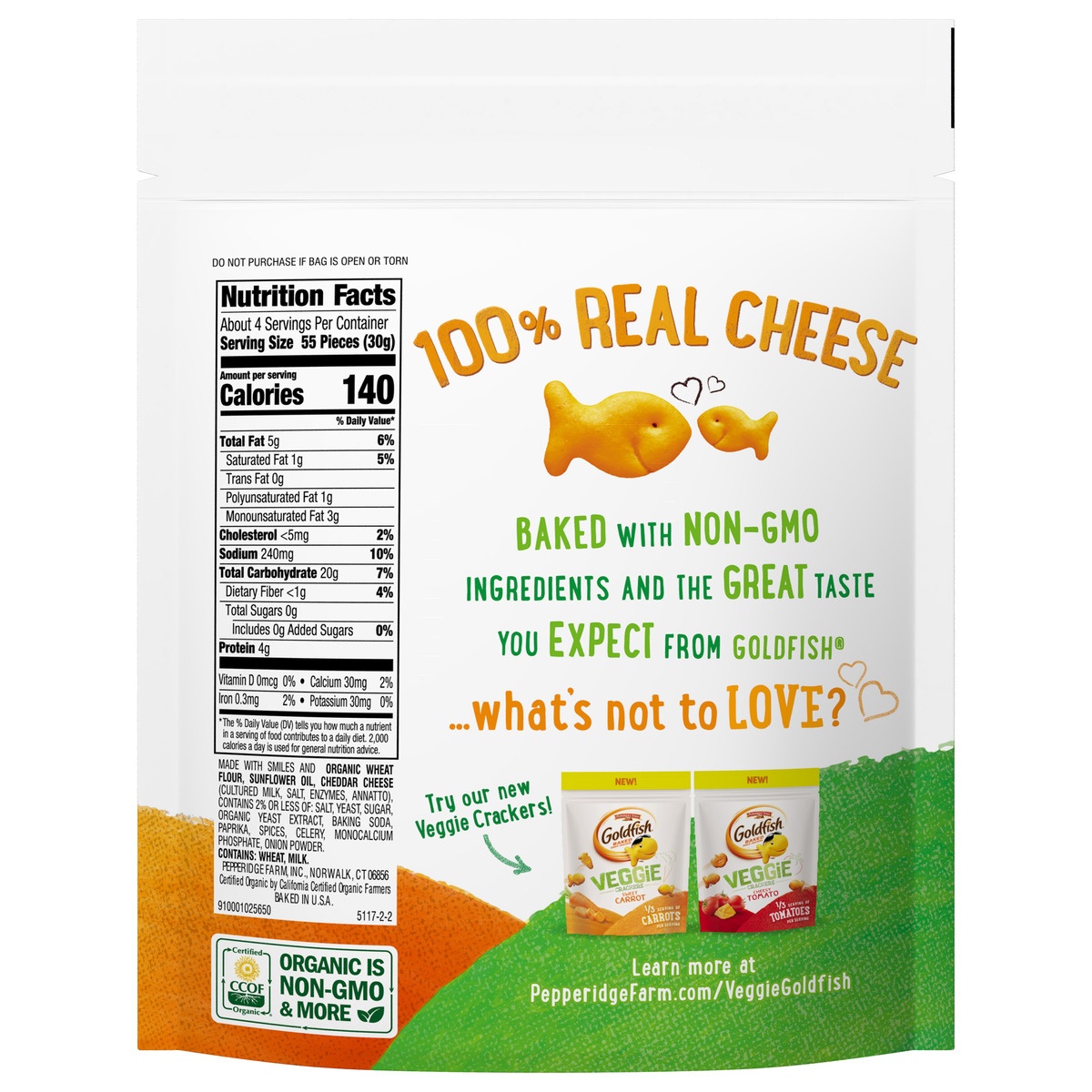 slide 10 of 11, Goldfish Organic Wheat Cheddar Crackers, 4 oz