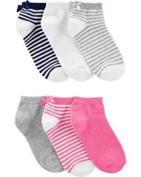 Carter&#x27;s Carters Kid 6-Pack Ankle Socks White/Pink 4-7
