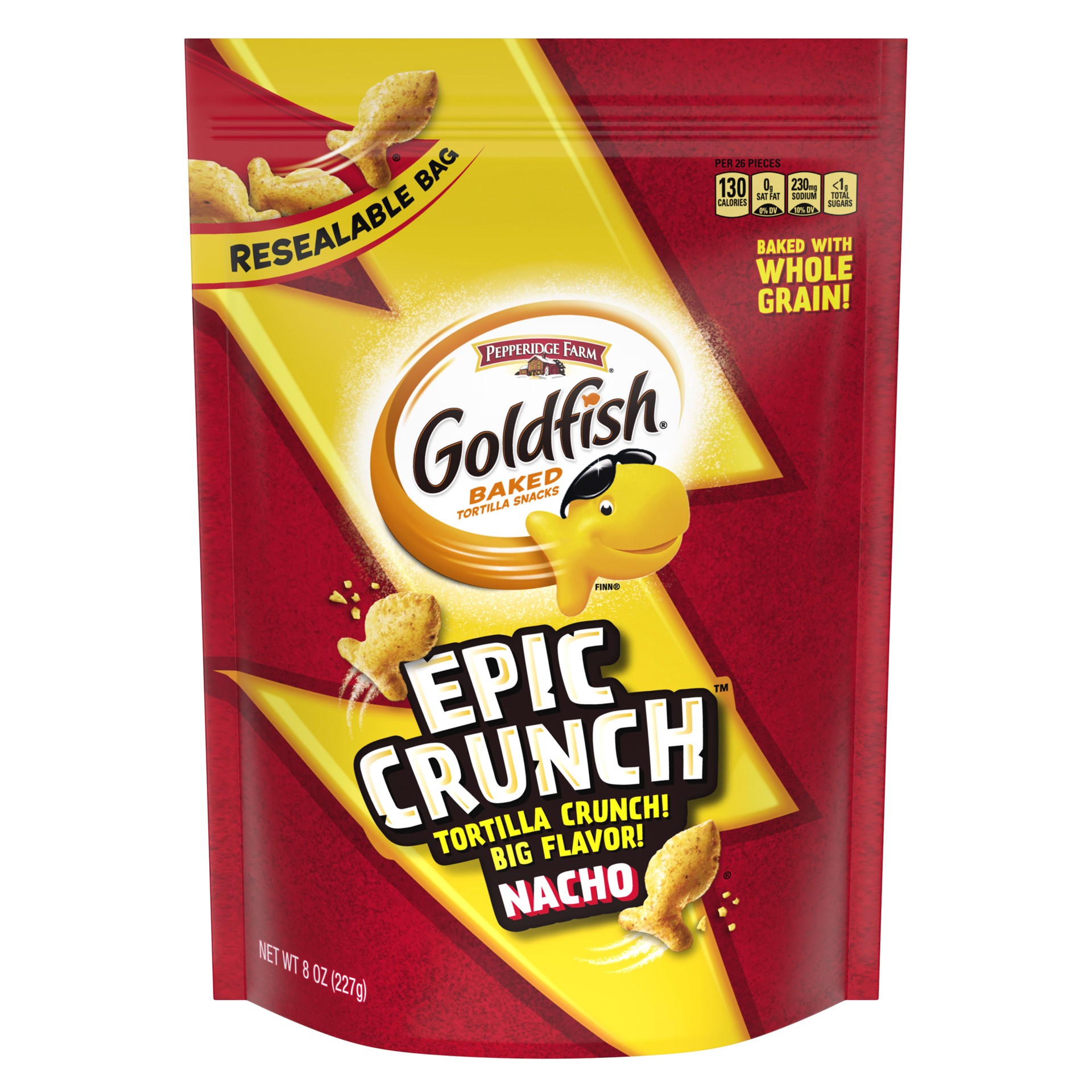 slide 1 of 2, Pepperidge Farm Goldfish Epic Crunch™ Nacho Crackers, 8 oz. Resealable Bag, 8 oz