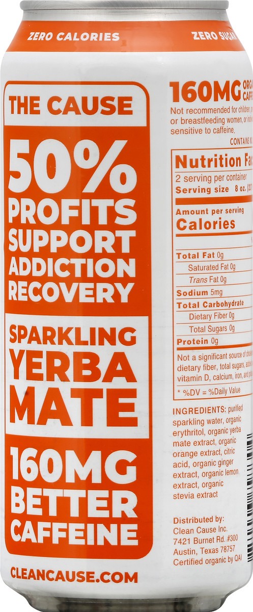 slide 6 of 11, CLEAN CAUSE Sparkling Orange Ginger Yerba Mate 16 fl oz, 16 oz