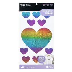 Brea Reese Iron On Holographic Rainbow Heart - 11 pcs
