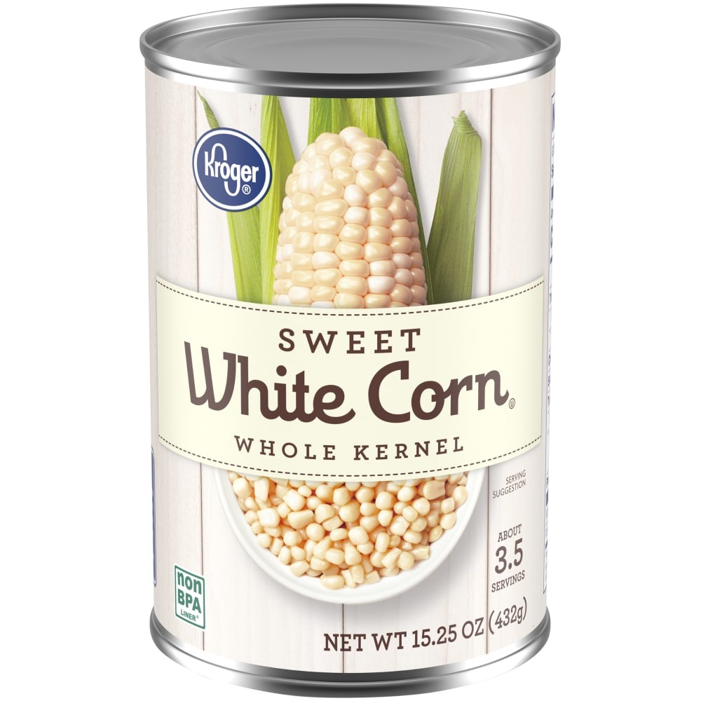 slide 1 of 1, Kroger Sweet White Whole Kernel Corn, 15.25 oz