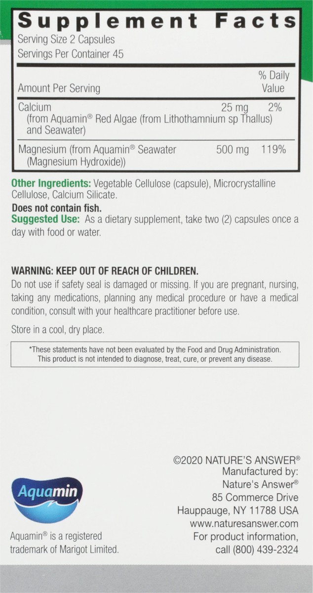 slide 8 of 9, Nature's Answer Marine Based Magnesium, 90 ct