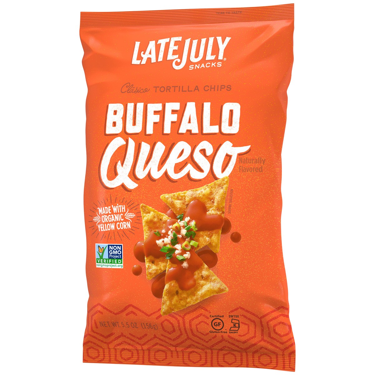 slide 10 of 11, Late July Snacks Buffalo Queso Tortilla Chips, 5.5 oz