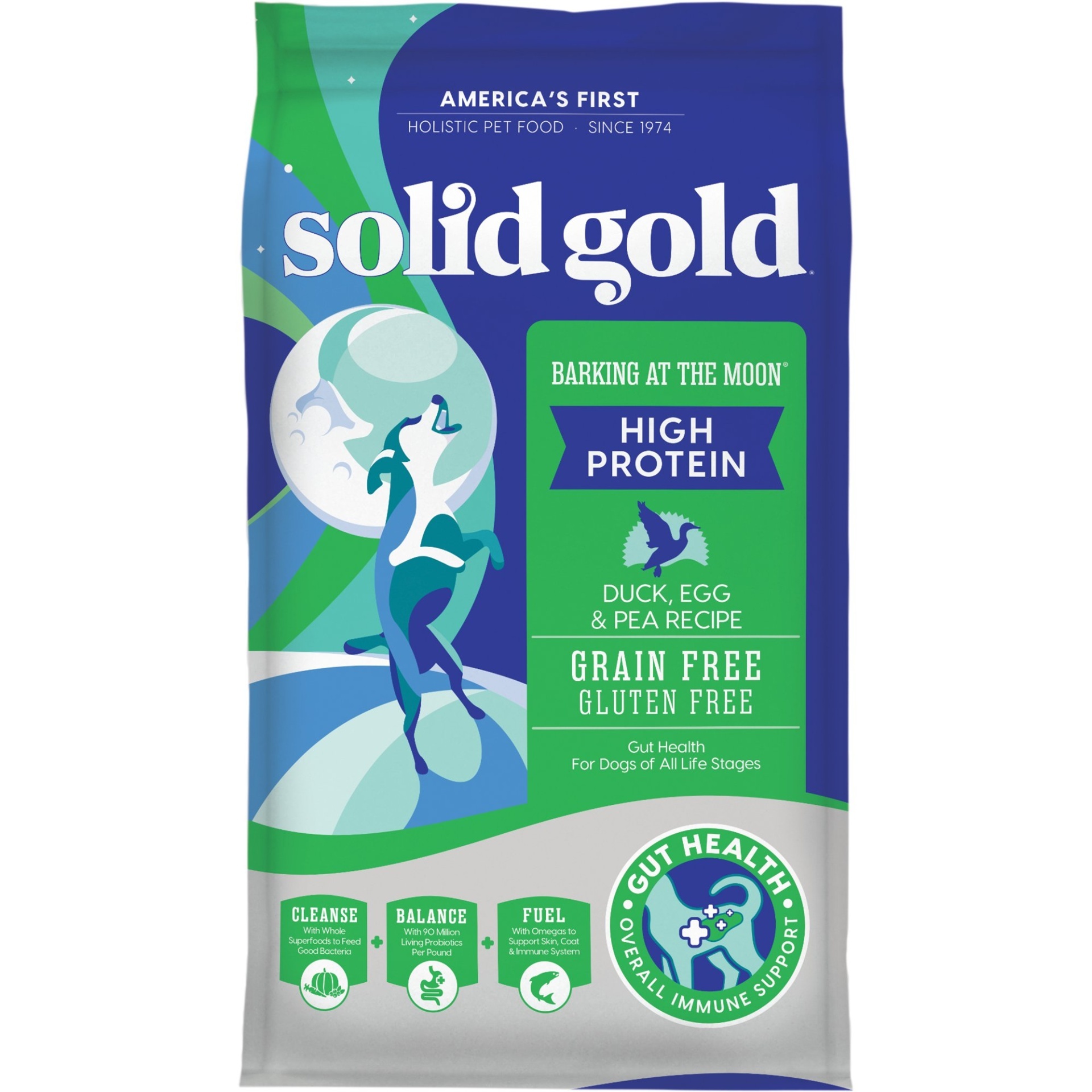 slide 1 of 1, Solid Gold Barking At the Moon Duck Egg & Peas High Protein Grain Free Dry Dog Food, 4 lb