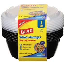 Glad Take-Aways 32 oz Round Meal Prep Containers 7 Pack