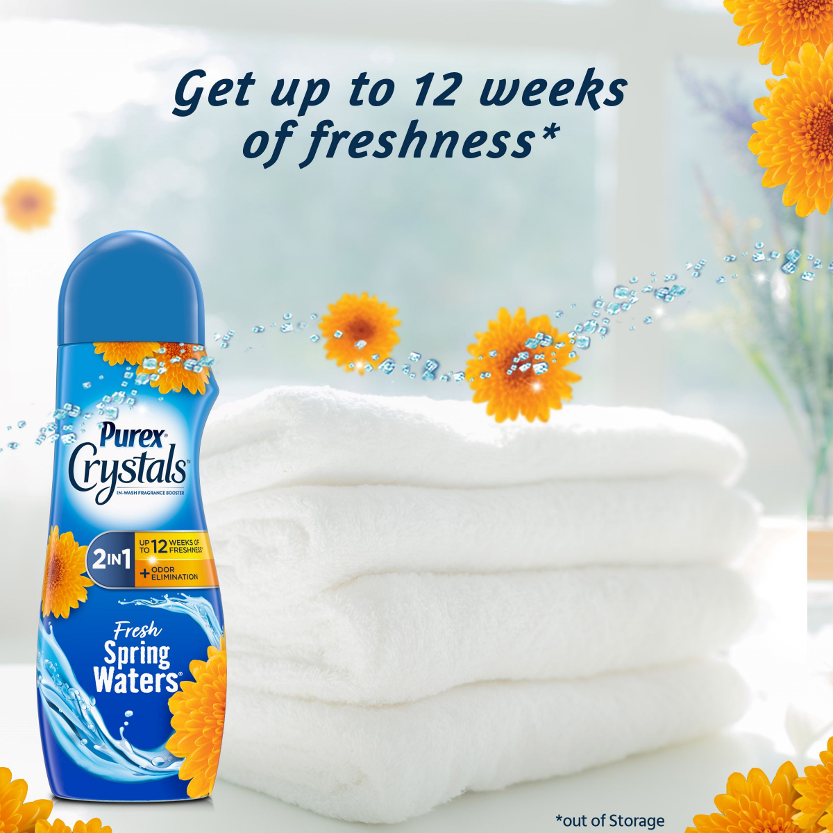 slide 6 of 6, Purex® Crystals™ in-wash fragrance booster, fresh spring waters™, 21 oz