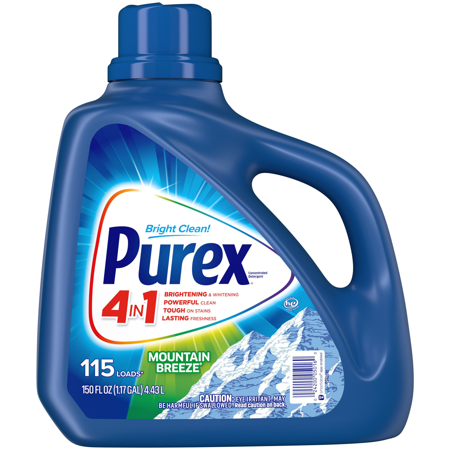 slide 1 of 5, Purex 4 in 1 Concentrated Mountain Breeze Detergent 150 fl oz, 150 fl oz