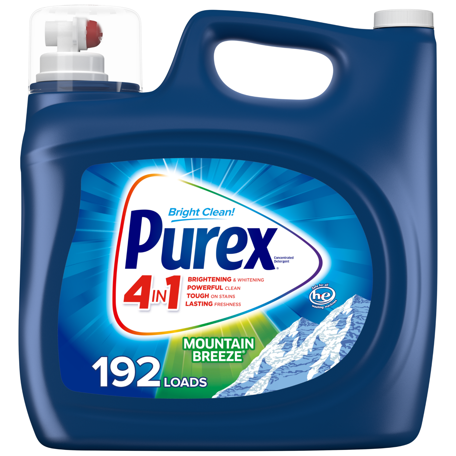 slide 1 of 2, Purex HE Liquid Laundry Detergent,192 Loads - Mountain Breeze, 250 oz