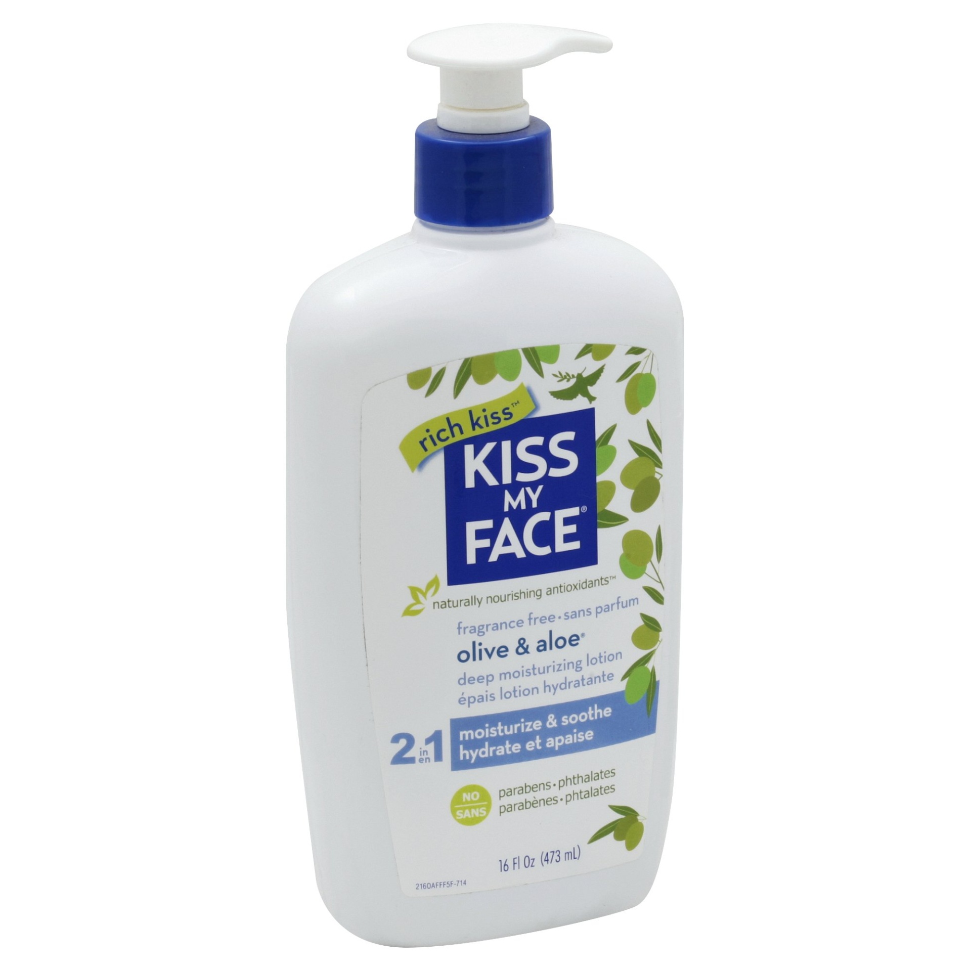 slide 1 of 2, Kiss My Face Deep Moisturizing Lotion 2 in 1 Olive & Aloe Fragrance Free, 16 fl oz