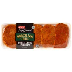 H-E-B Simply Seasoned Boneless Pork Loin Chops - Brazilian Style BBQ