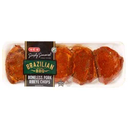 H-E-B Simply Seasoned Boneless Pork Ribeye Chops - Brazilian Style BBQ