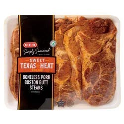 H-E-B Simply Seasoned Sweet TX Heat BBQ Rub Boneless Pork Boston Butt Steaks