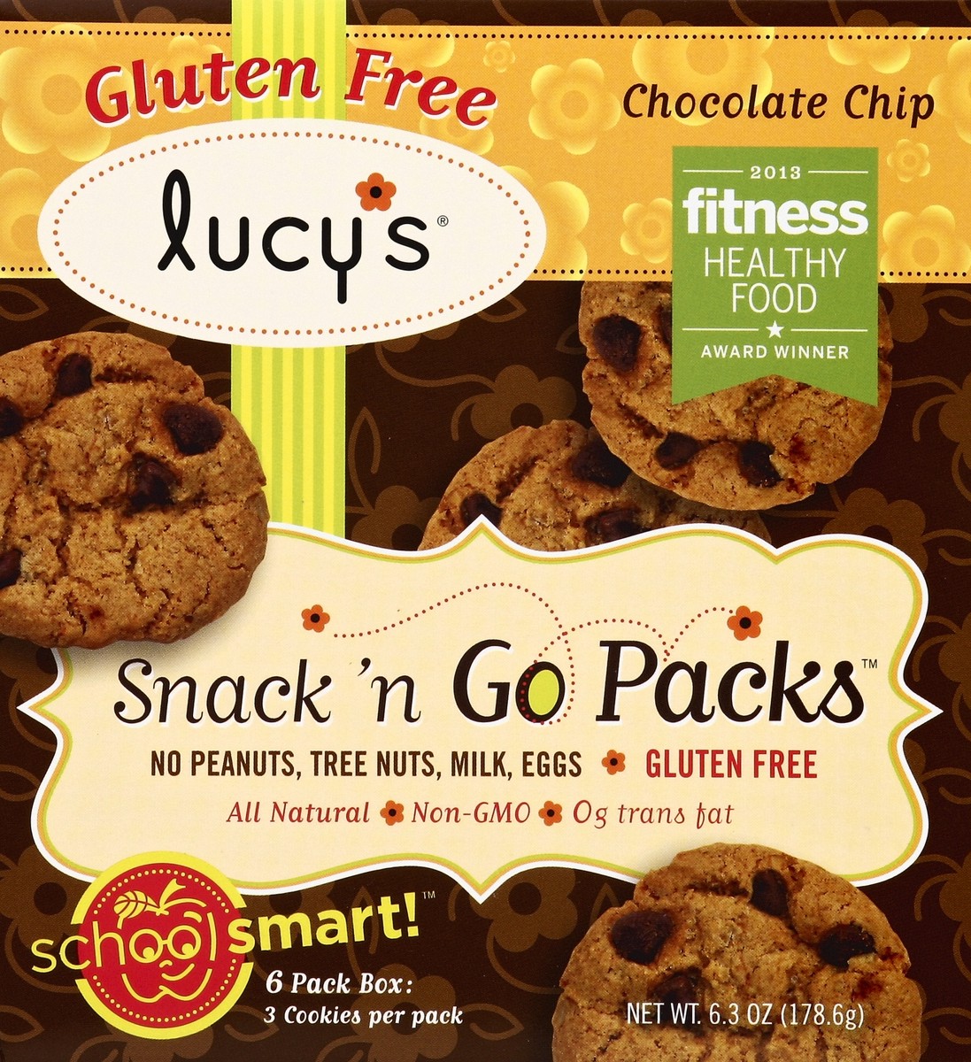 slide 4 of 4, Lucy's Gluten Free Snack and Go Chocolate Chip Cookies, 6 pk; 3 ct