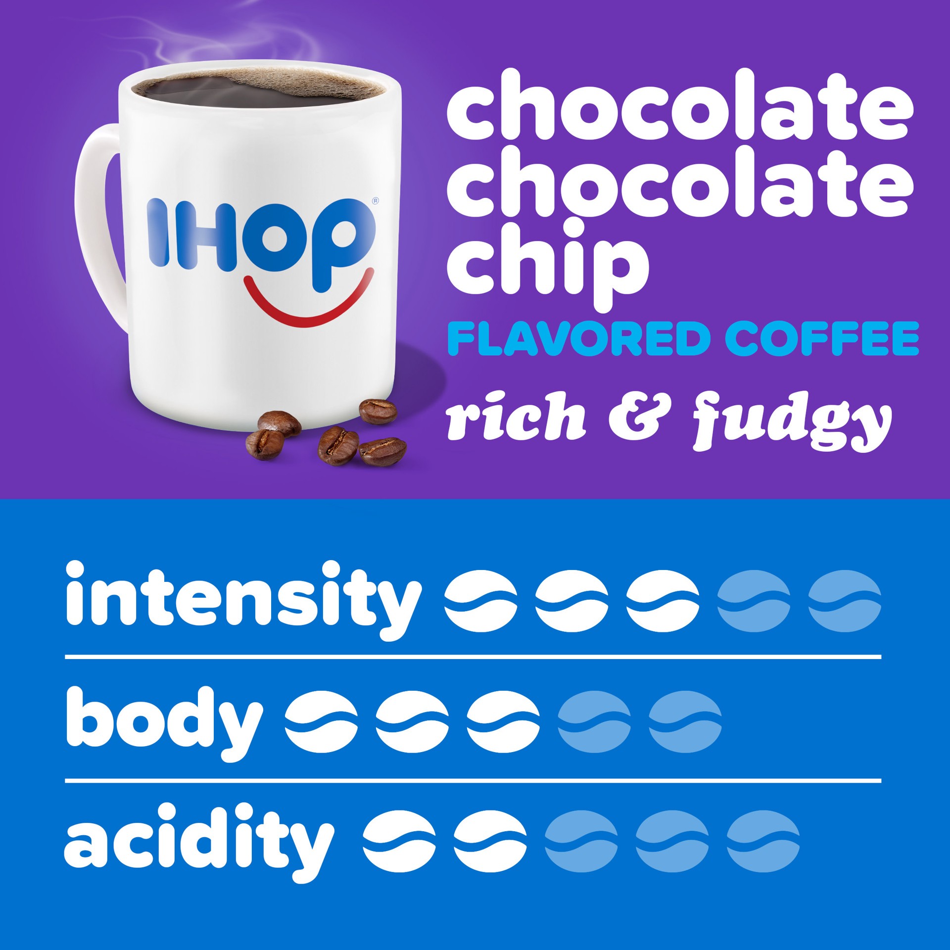 slide 3 of 4, IHOP Chocolate Chocolate Chip Flavored Ground Coffee, 11 oz Bag, 11 oz