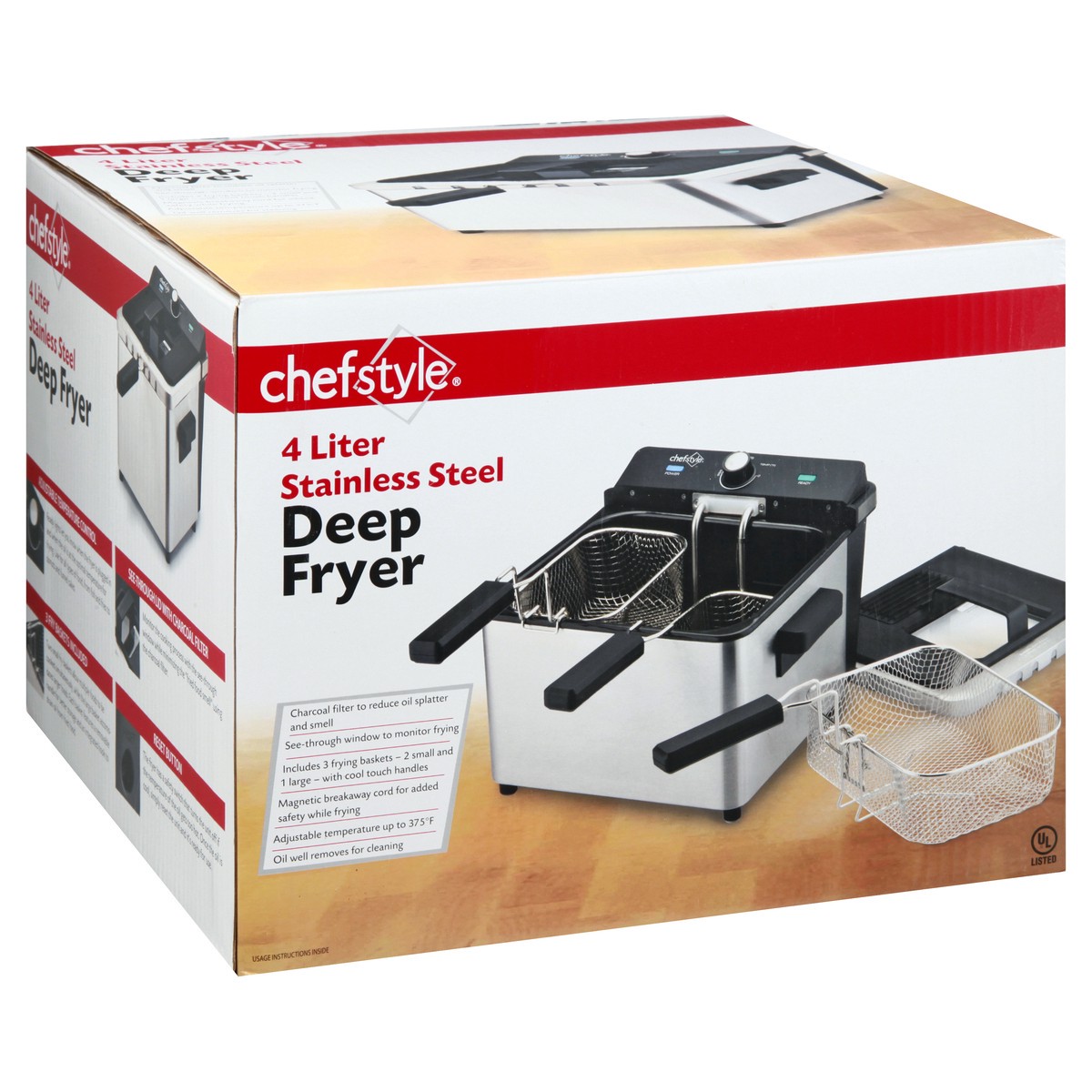 slide 3 of 8, chefstyle 4L Deep Fryer Stainless Steel, 1 ct