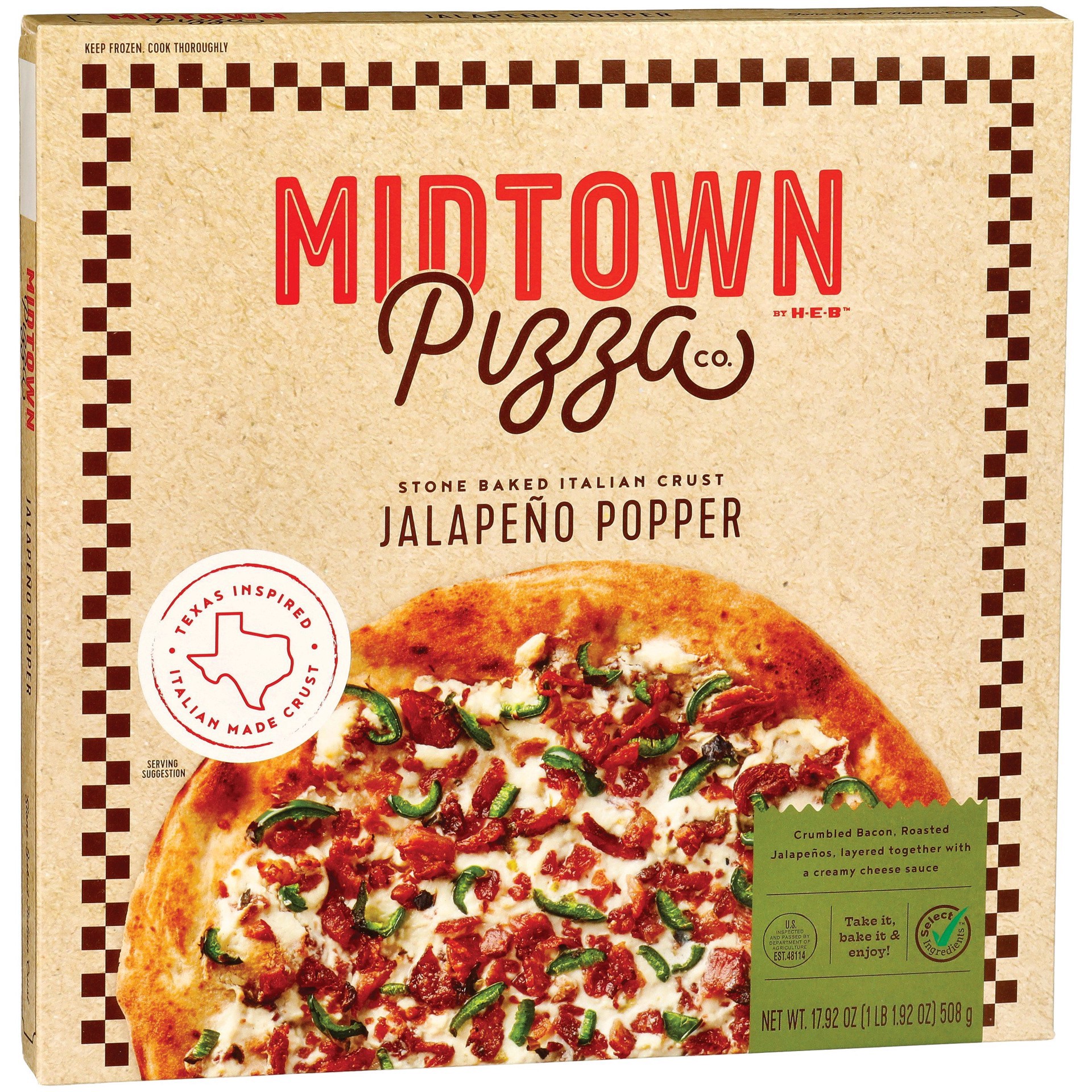 slide 1 of 1, Midtown Pizza Co. by H-E-B Jalapeno Popper Pizza, 17.92 oz