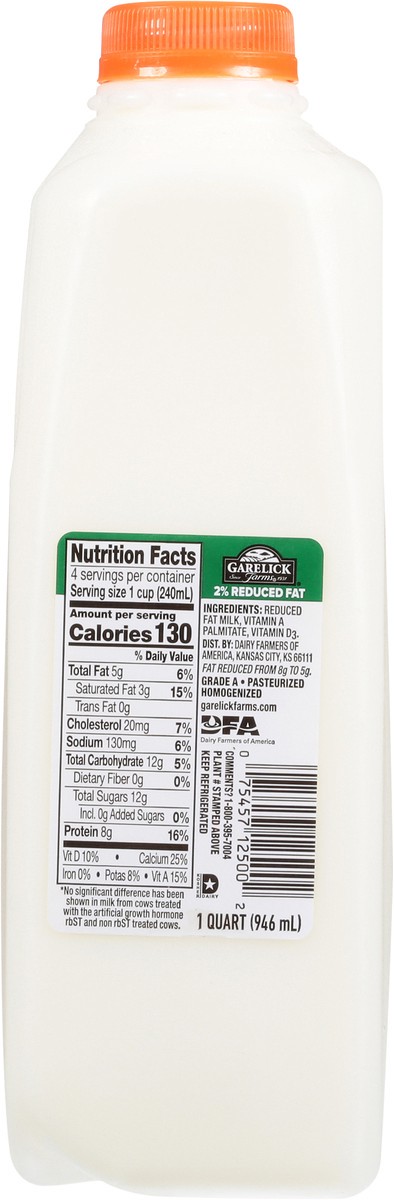 slide 4 of 7, Garelick Farms 2% Milkfat Reduced Fat Milk 1 qt, 1 qt