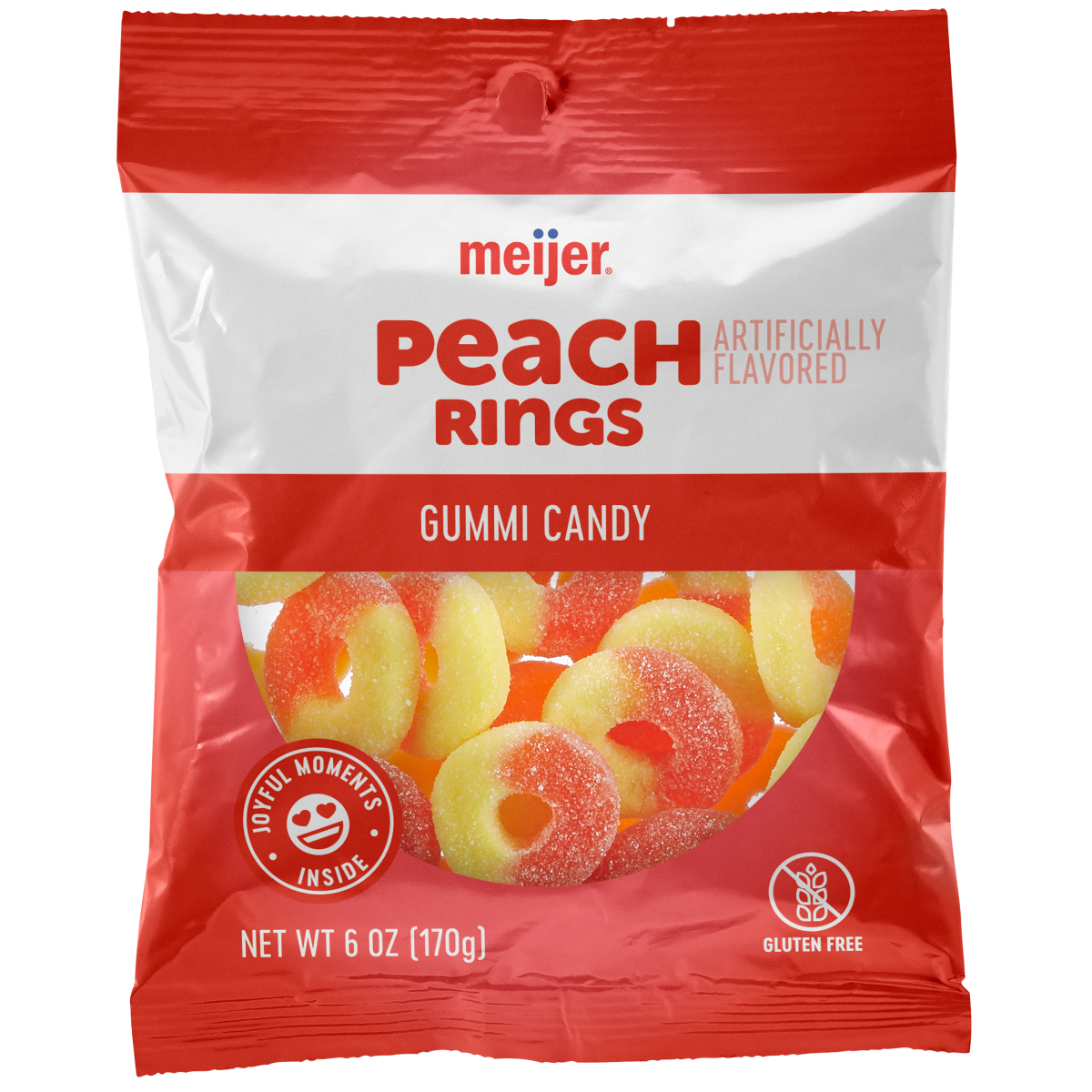 slide 1 of 5, Meijer Peach Rings Candy, 6 oz, 6 oz