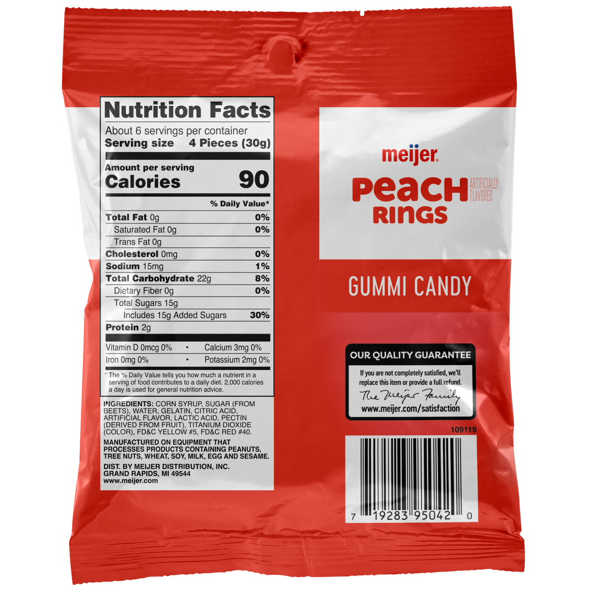 slide 3 of 5, Meijer Peach Rings Candy, 6 oz, 6 oz
