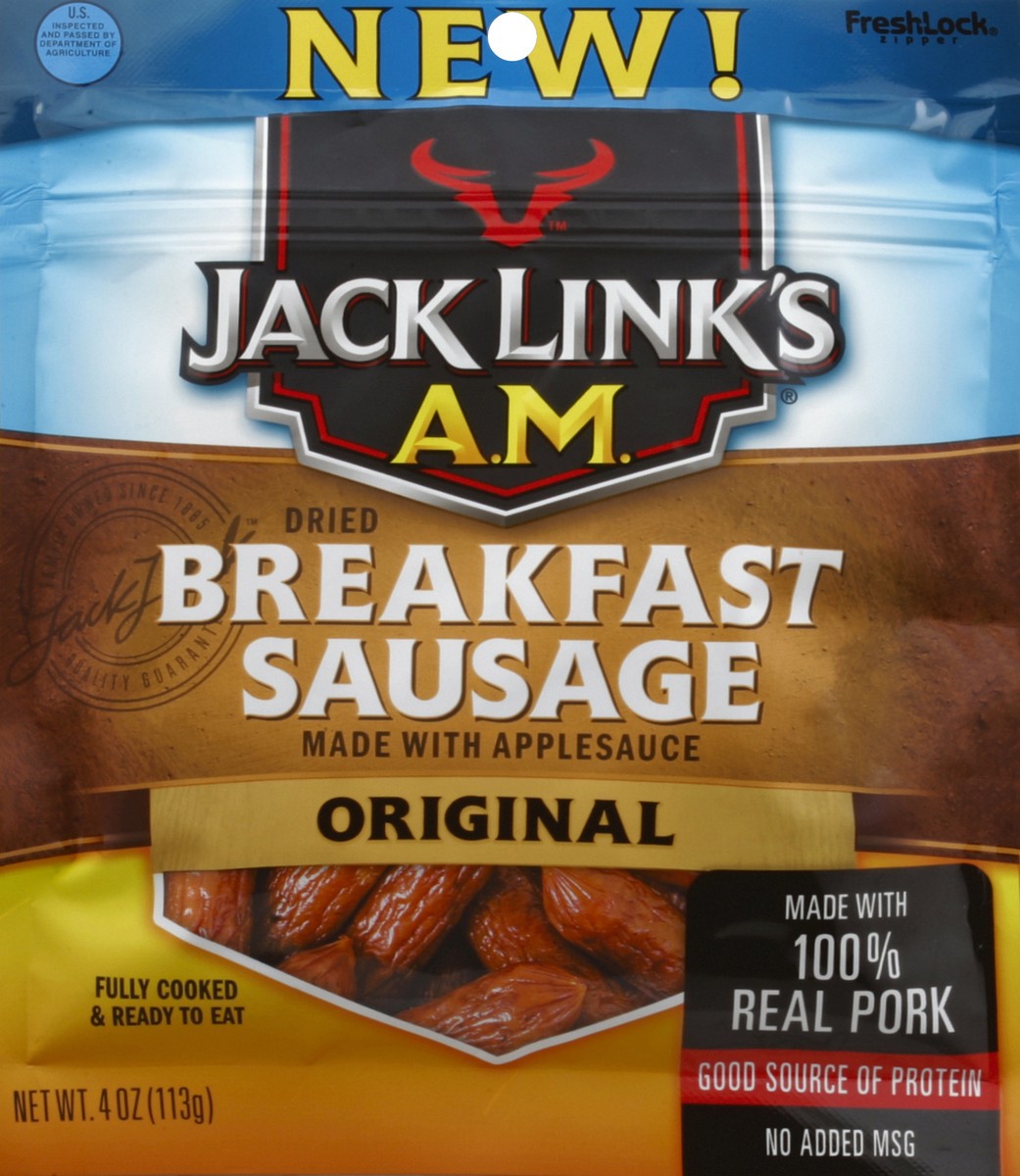 slide 3 of 3, Jack Link's A.M. Breakfast Sausage, 4 oz