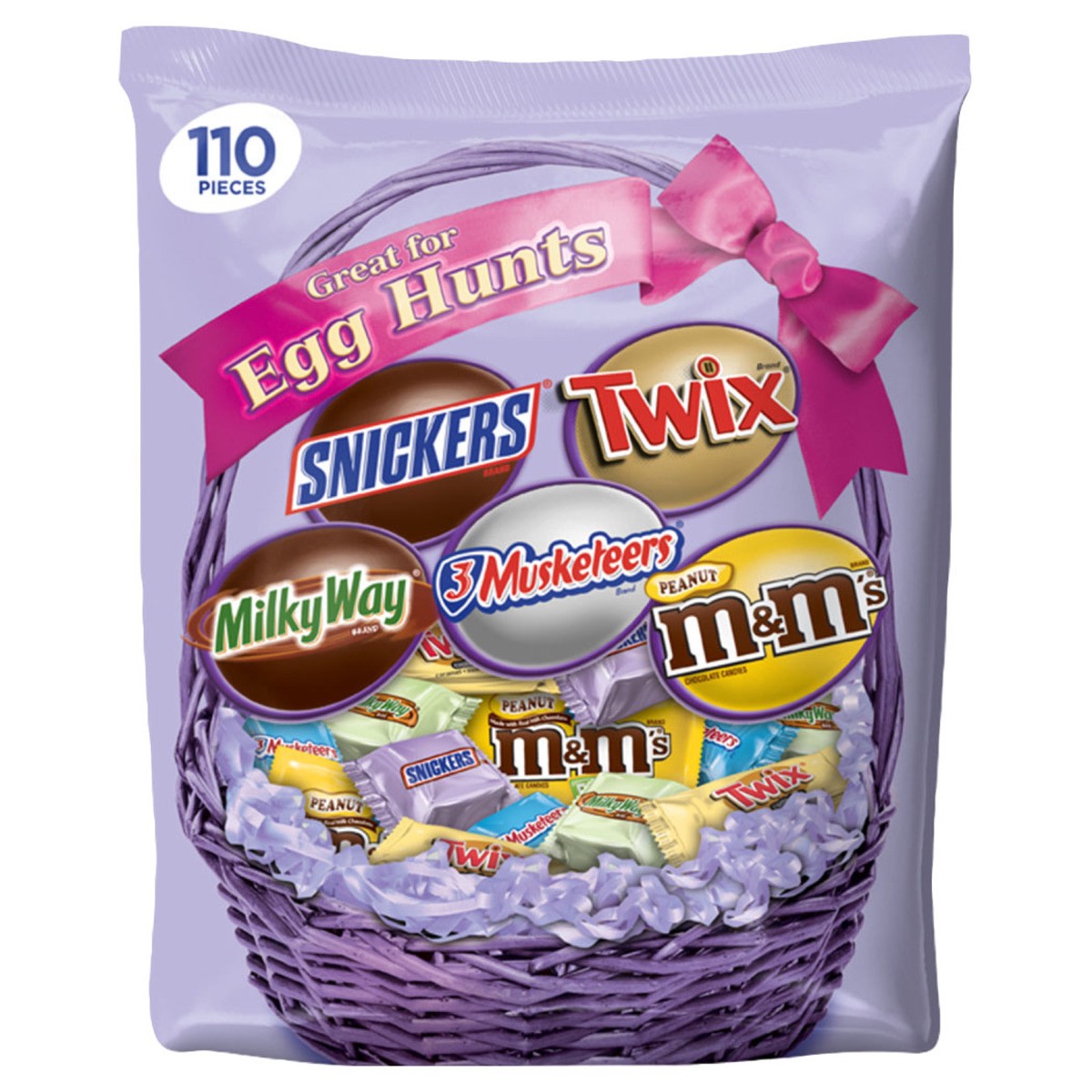 slide 10 of 12, Mixed M&M'S, SNICKERS MILKY WAY, TWIX & 3 MUSKETEERS Chocolate Easter Candy Spring Variety Mix 34.98-Ounce 110-Piece Bag, 34.98 oz