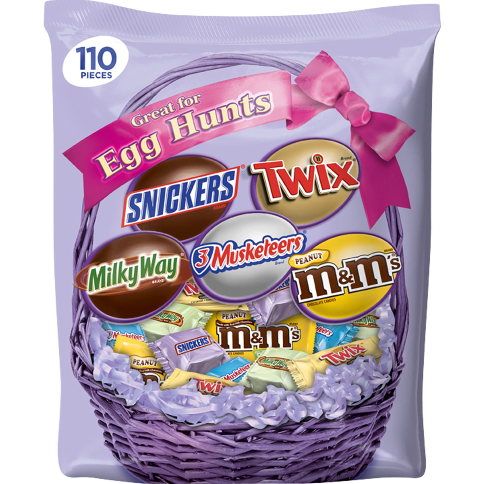 slide 1 of 12, Mixed M&M'S, SNICKERS MILKY WAY, TWIX & 3 MUSKETEERS Chocolate Easter Candy Spring Variety Mix 34.98-Ounce 110-Piece Bag, 34.98 oz