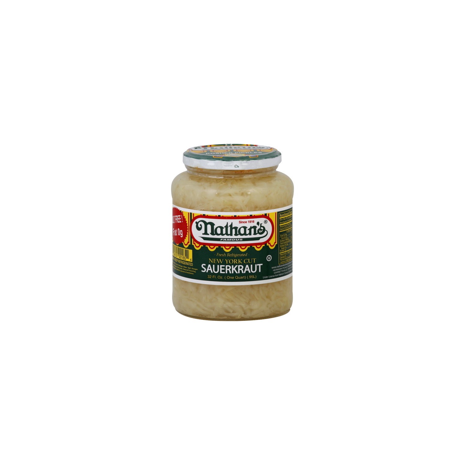 slide 1 of 1, Nathan's Famous New York Cut Sauerkraut, 32 fl oz