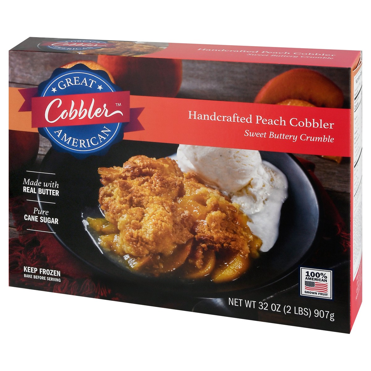 slide 8 of 14, Great American Cobbler Handcrafted Peach Cobbler 32 oz, 32 oz