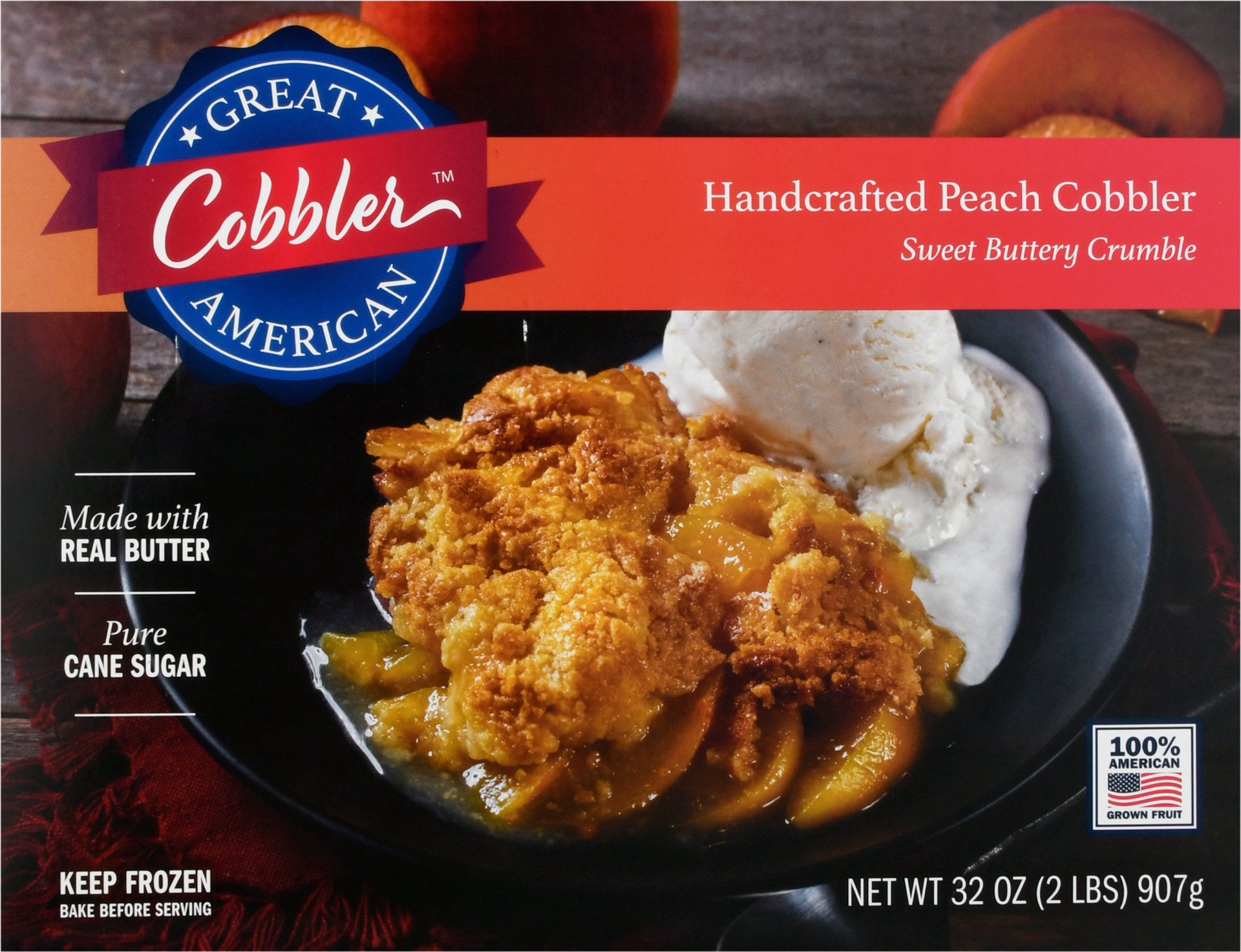 slide 1 of 14, Great American Cobbler Handcrafted Peach Cobbler 32 oz, 32 oz
