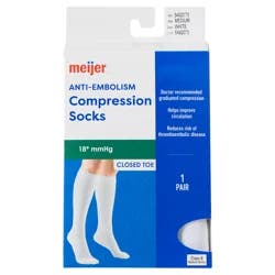 Meijer Anti-Embolism Compression Socks, White, Medium, 1 Pr