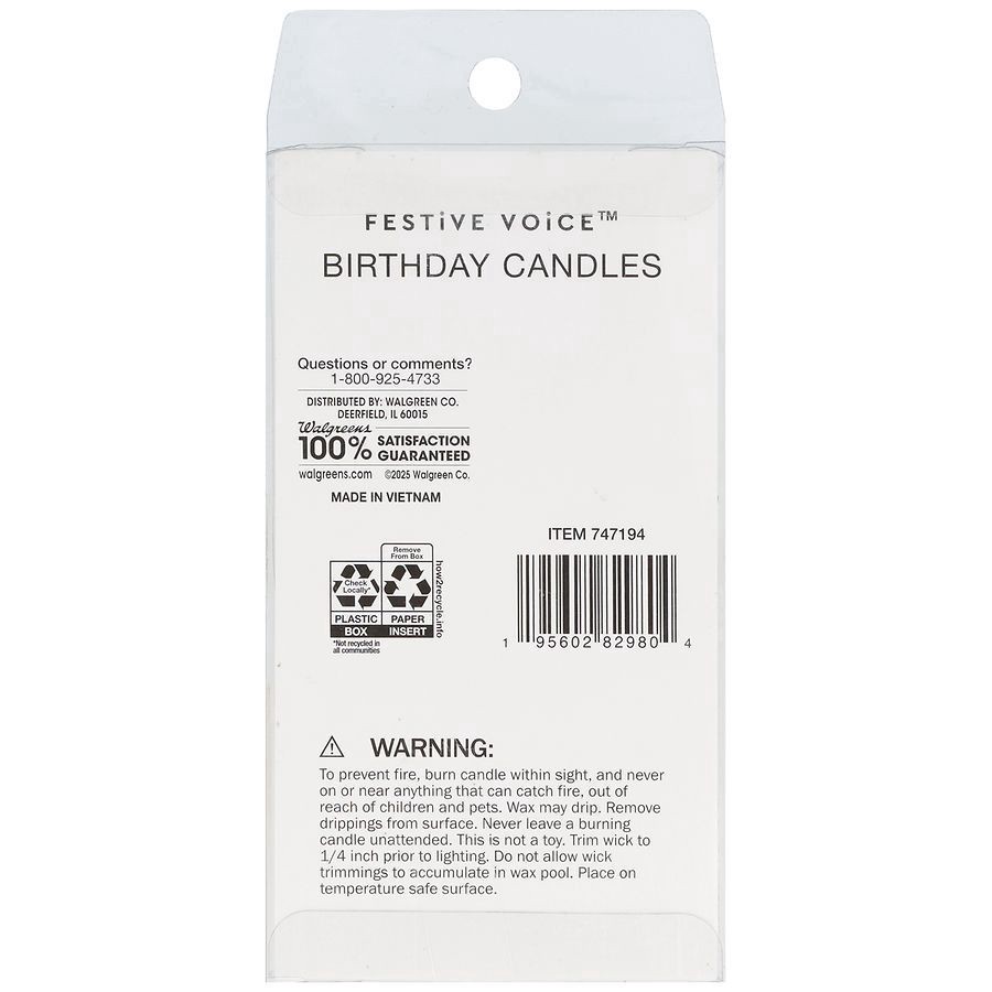slide 2 of 3, Festive Voice Birthday Candle, Eight, 1 ct