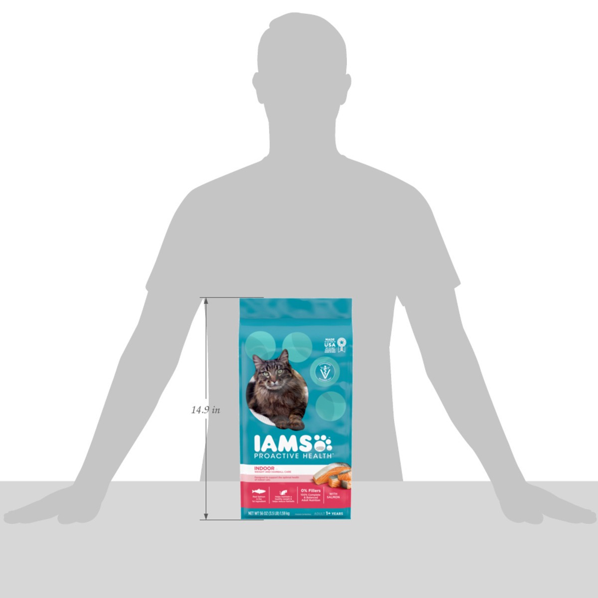 slide 11 of 15, IAMS PROACTIVE HEALTH Adult Indoor Weight Control & Hairball Care Dry Cat Food with Salmon, 3.5 lb. Bag, 56 oz