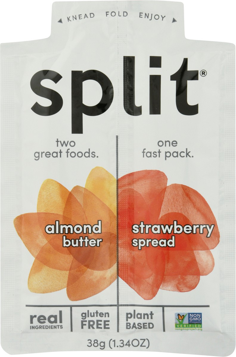 slide 4 of 9, Split Almond Butter & Strawberry Spread 38 g Bag, 38 gram