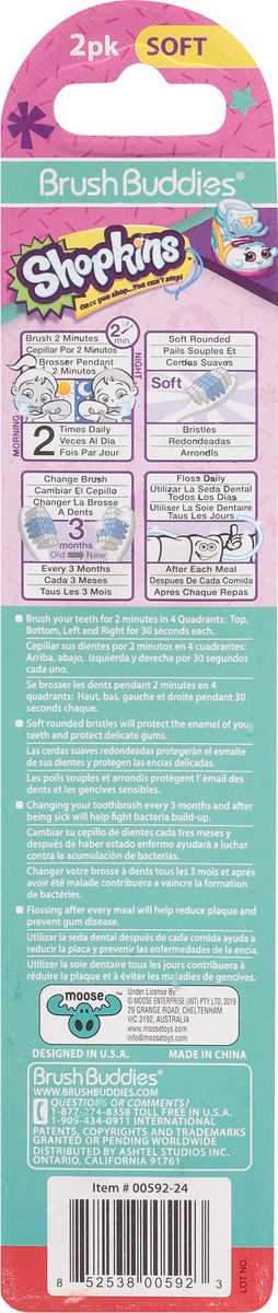 slide 5 of 9, BrushBuddies Shopkins Soft Toothbrushes 2 ea, 2 ct