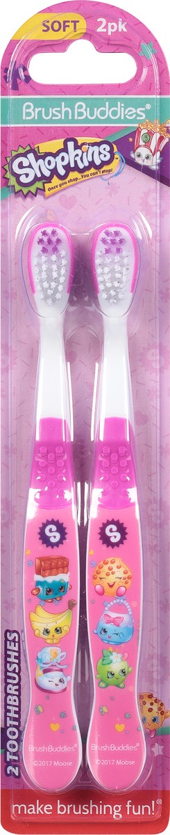 slide 6 of 9, BrushBuddies Shopkins Soft Toothbrushes 2 ea, 2 ct