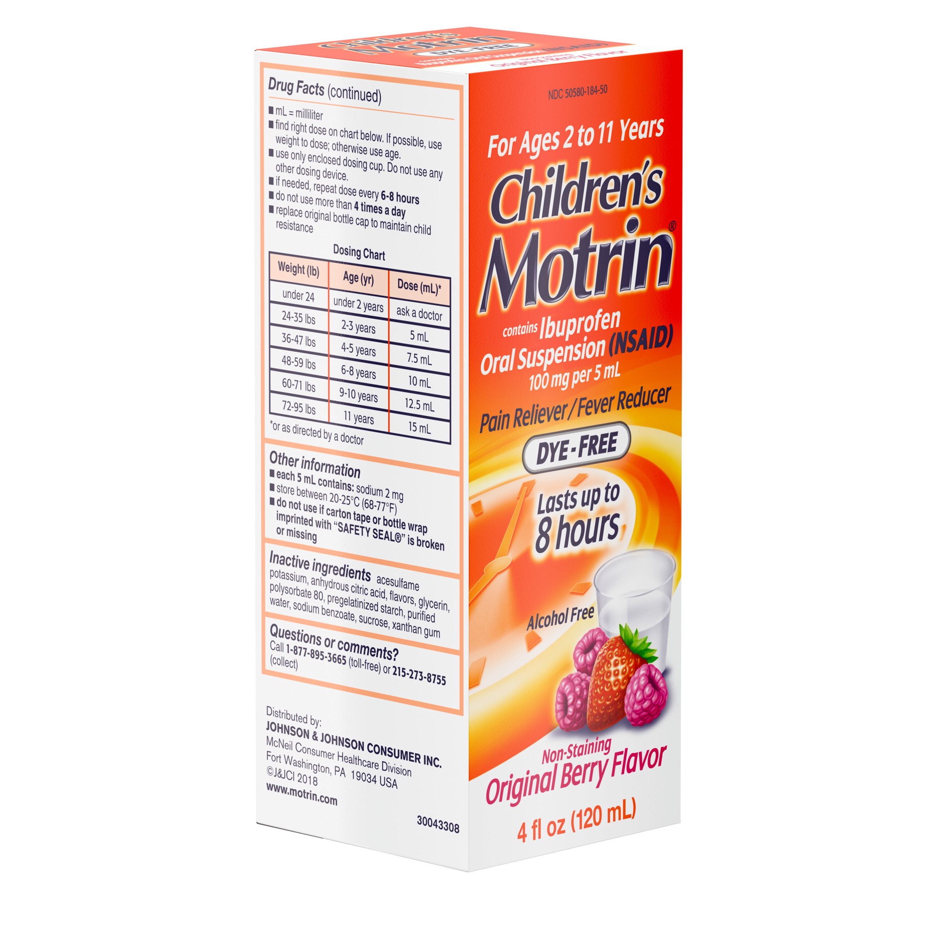 slide 8 of 9, Children's Motrin Oral Suspension Dye-Free Fever Reduction & Pain Reliever - Ibuprofen (NSAID) - Berry - 4 fl oz, 4 fl oz