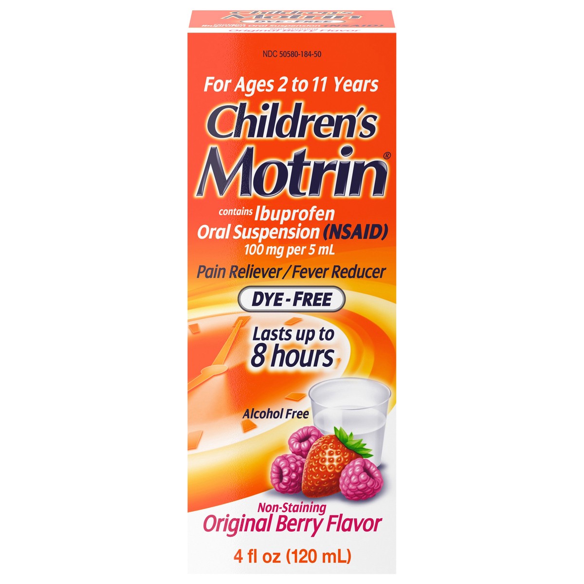 slide 1 of 6, Children's Motrin Oral Suspension Dye-Free Fever Reduction & Pain Reliever - Ibuprofen (NSAID) - Berry, 4 fl oz