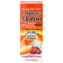 Children's Motrin Oral Suspension Dye-Free Berry, 4 Fl. Oz