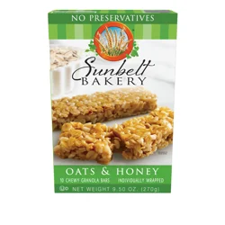 Sunbelt Bakery Oats & Honey Chewy Granola Bar - 10 ct