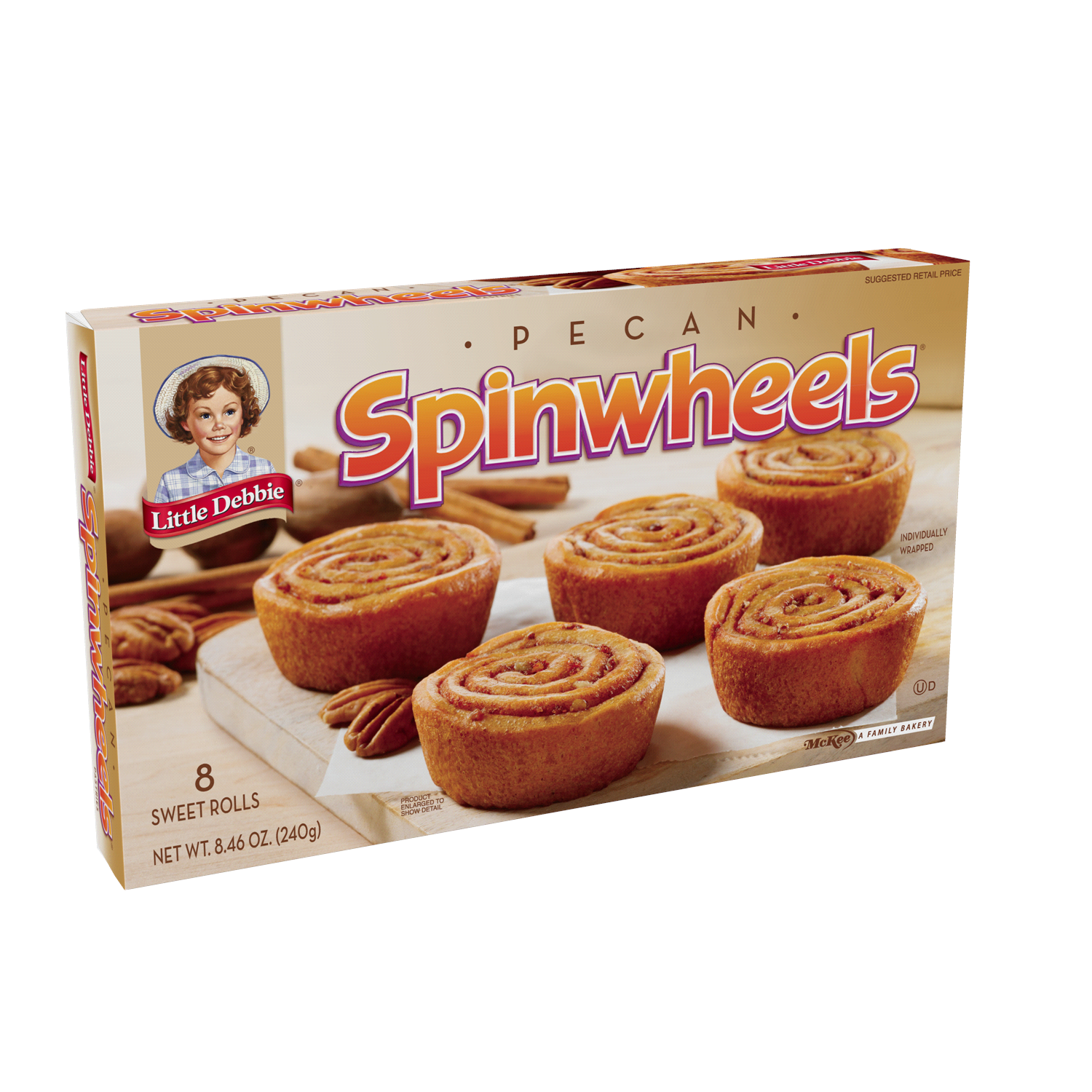 slide 2 of 2, Little Debbie Snack Cakes, Little Debbie Family Pack Pecan SPINWHEELS sweet rolls, 8 ct