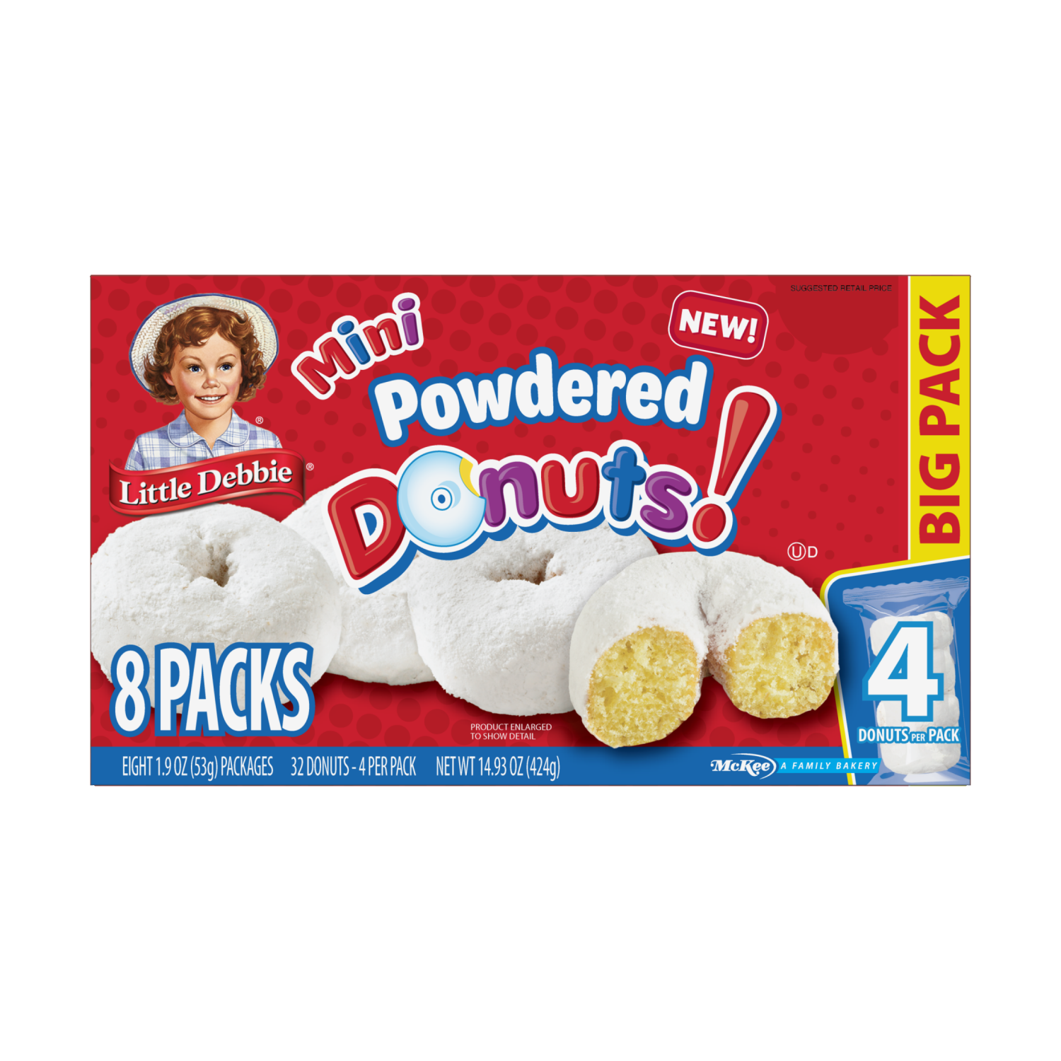 slide 1 of 3, Little Debbie Snack Cakes, Little Debbie Big Pack Mini Donuts (Powdered), 14 oz