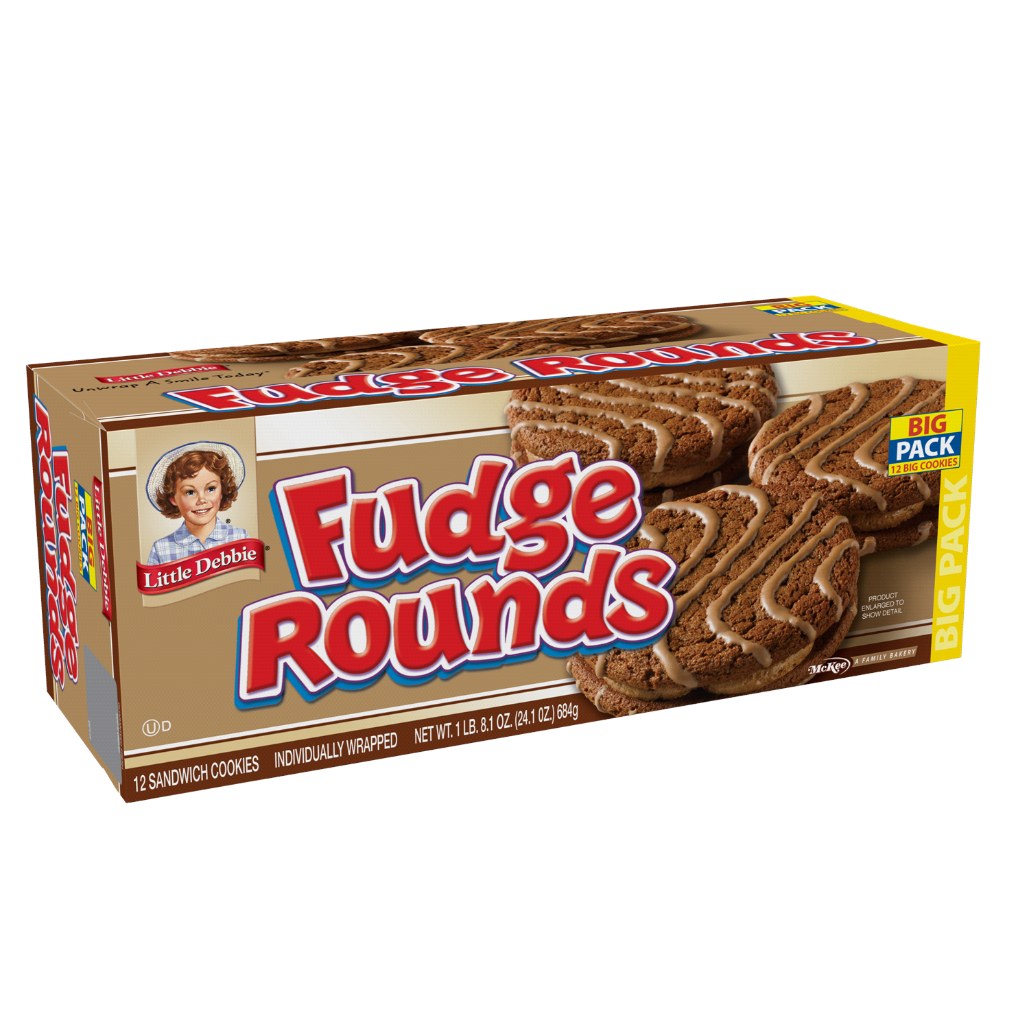 slide 2 of 2, Little Debbie Snack Cakes, Little Debbie Big Pack Fudge Rounds, 12 ct